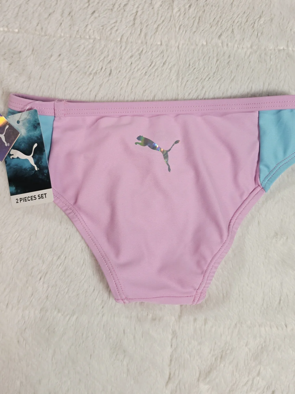 Puma Kids Two-Tone Pink and Light Blue Bikini Bottoms(SW300-12)